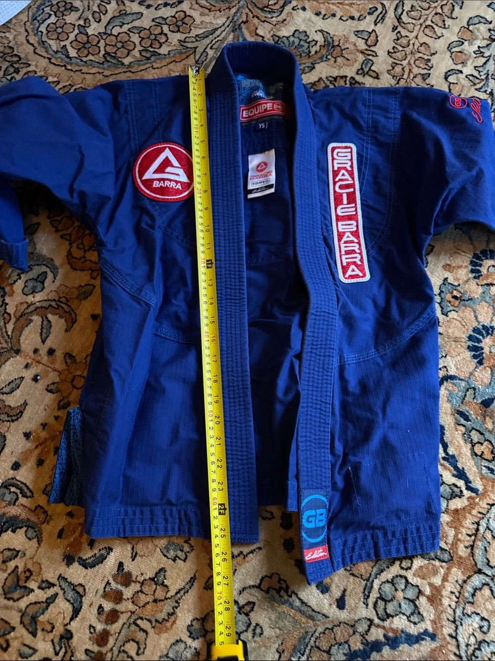 Gracie Barra Blue Gi & Black Rash Guard Set youth 5